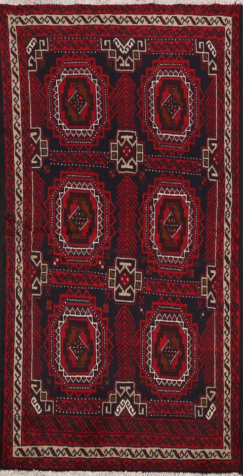 Balouch Afghan Oriental Area Rug 3x6