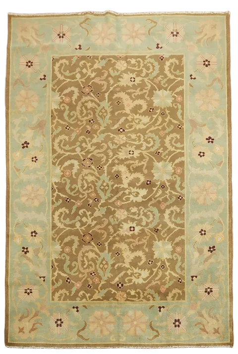 Traditional Oushak Egyptian Rug with Pastel Borders 5'x8'