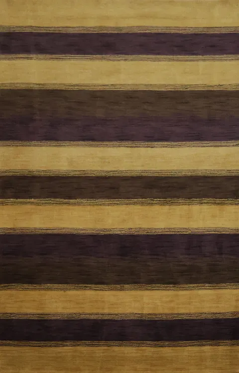 Elegant Earth Tones Rug with Modern Striping Design 5'x8'