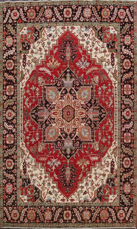 Geometric Heriz Serapi Vegetable Dye Oriental Area Rug 9x12