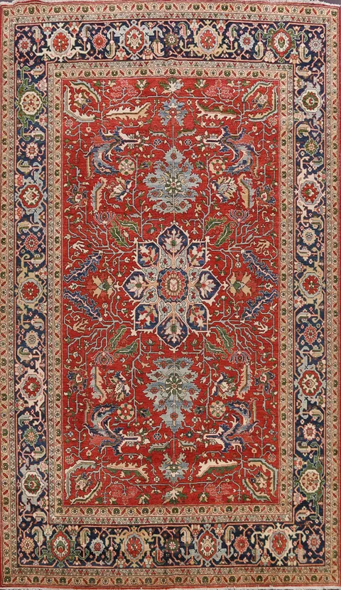 Floral Heriz Serapi Vegetable Dye Oriental Area Rug 9x12