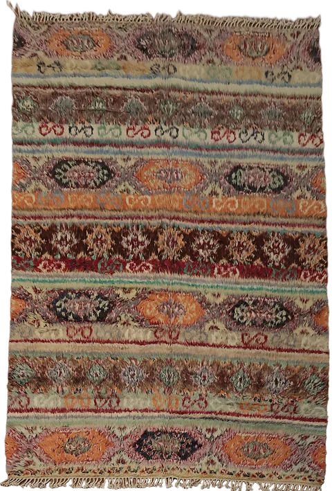 Authentic Moroccan Area Rug 7x10 with Vivid Patterns for Timeless Charm