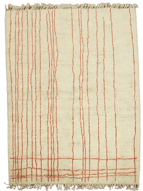 Contemporary Area Rug in Soft Beige with Rust Accents 5x7 ft