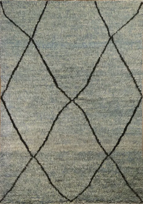 Wool Modern Moroccan Oriental Area Rug 5x8