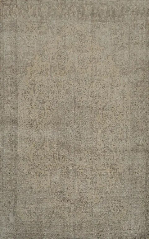 Ornate Tabriz Persian Area Rug 8x11 Melding Distressed Aesthetic and Style