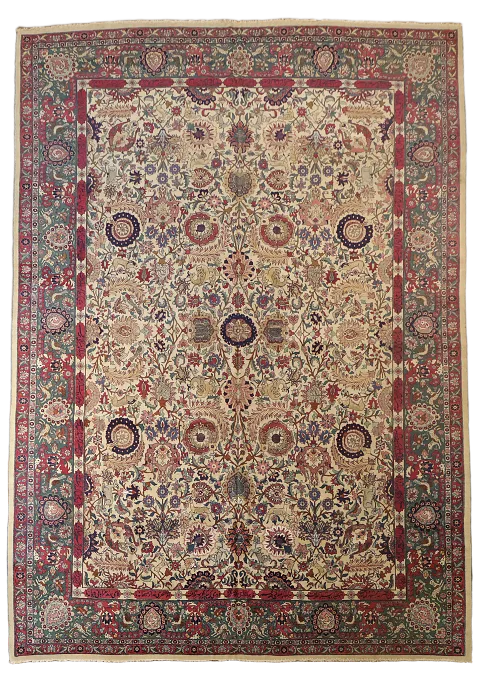 Antique Hunting Design Vegetable Dye Tehran Persian Rug 10x14 Masterpiece