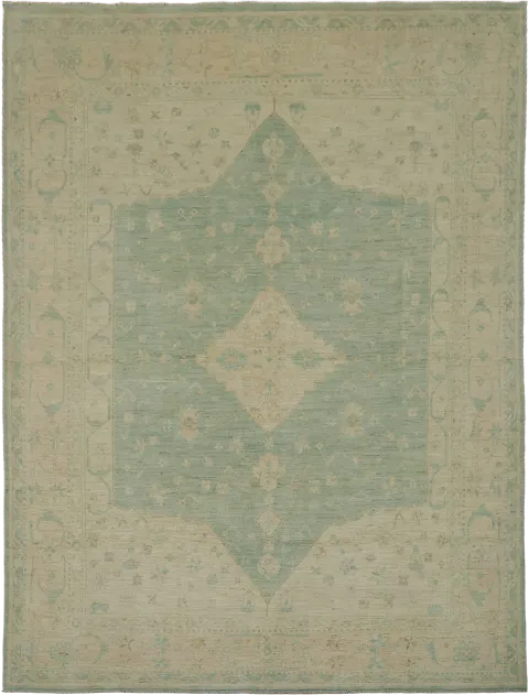 Light Pastel Green with seafoam undertone Oushak Turkish Rug 9x12