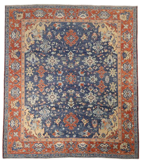 Blue 100% Vegetable Dye Khotan Oriental Wool Area Rug 8x10