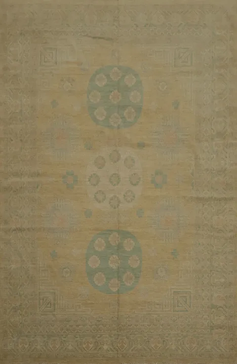 Artisan Crafted Khotan Vegetable Dye Area Rug 9x12 with a Modern Twist