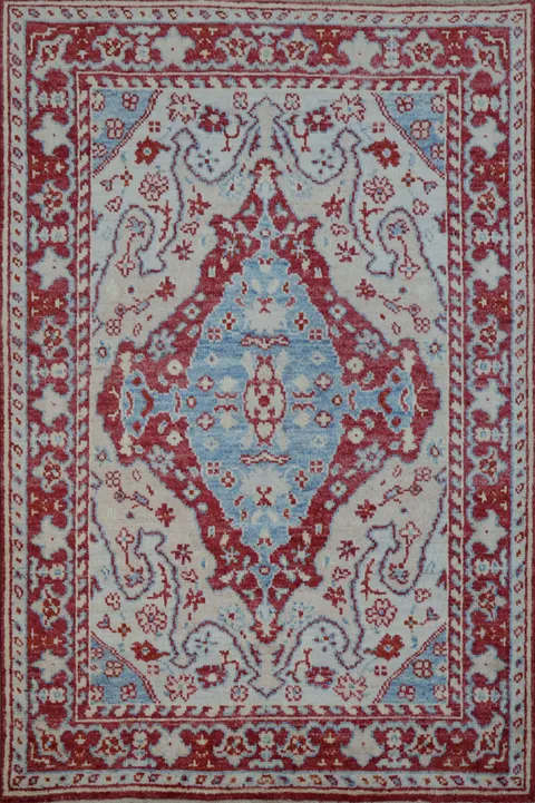 Vegetable Dye Oushak Turkish Area Rug 4x6