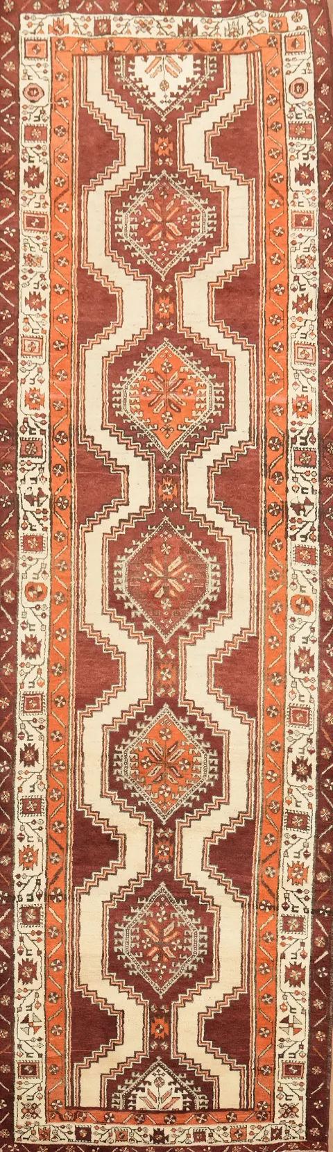 Tribal Geometric Meshkin Persian Runner Rug 4x13