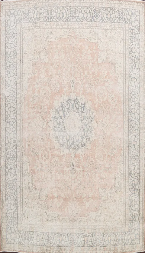 Coral Floral Tabriz Persian Area Rug 10x13