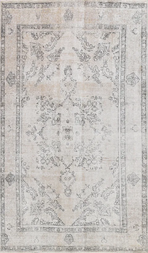 Distressed Floral Tabriz Persian Area Rug 7x10