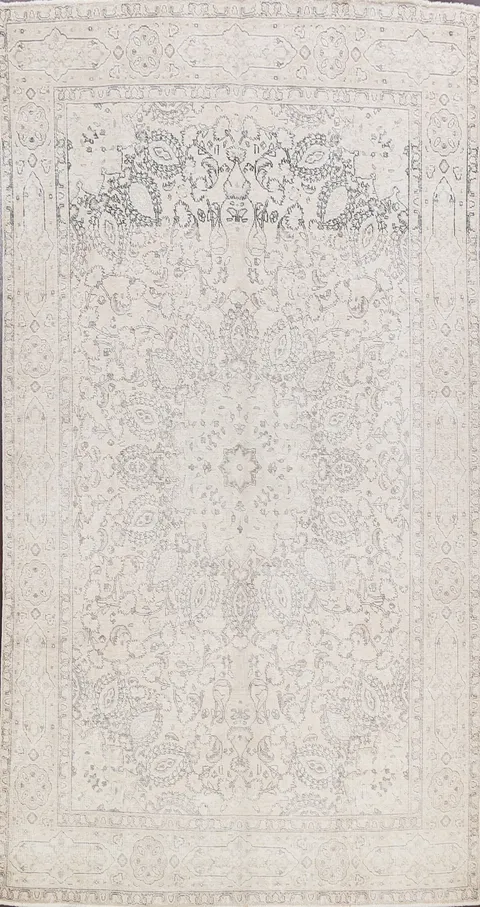 Muted Distressed Tabriz Persian Area Rug 7x10
