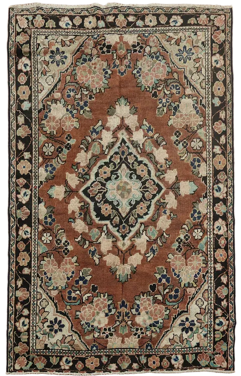 Antique Floral Mahal Persian Area Rug 4x6