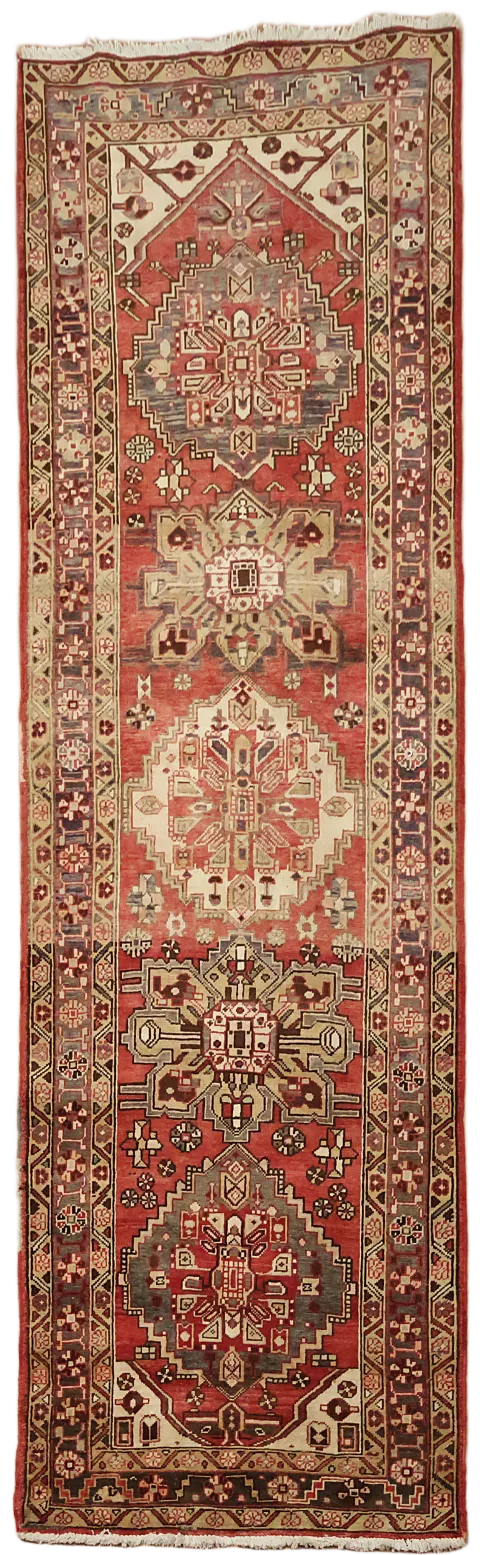 Geometric Heriz Persian Runner Rug 3x10