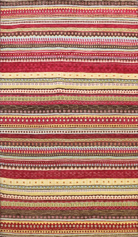 Chevron Gabbeh Kashkoli Oriental Area Rug 7x9