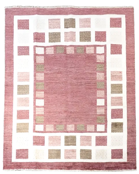 Checkered Gabbeh Kashkoli Oriental Area Rug 7x8