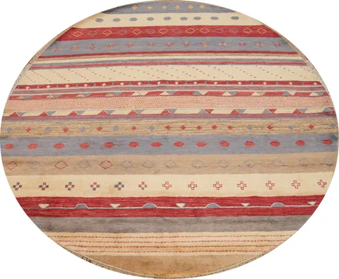 Striped Gabbeh Kashkoli Oriental Area Rug 8x8 Round