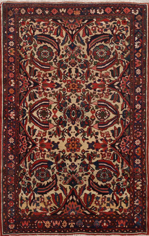Antique Vegetable Dye Bakhtiari Persian Area Rug 5x6