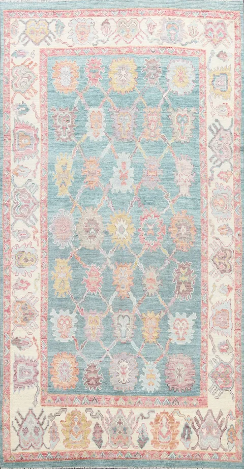 Vegetable Dye Floral Oushak Oriental Area Rug 5x9