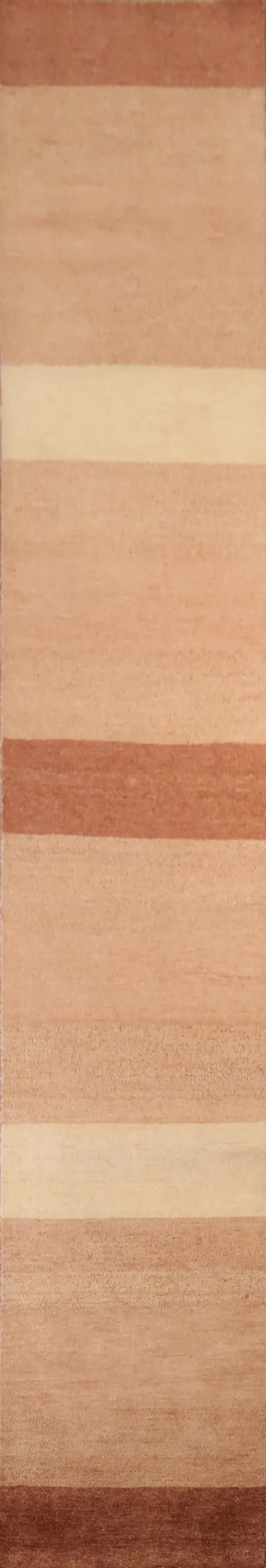 Earthy Striped Gabbeh Kashkoli Runner for a Natural Home Feel 3'x15'