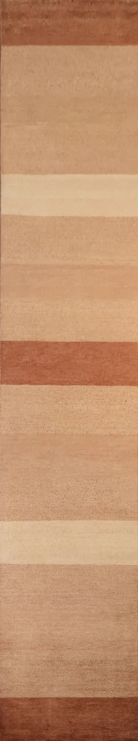 Warm Earth Tones Modern Striped Long Runner Rug for Contemporary Spaces 3'x17'