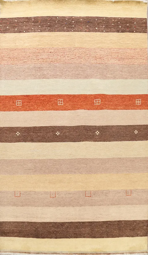 Modern Gabbeh Kashkoli Oriental Area Rug 6x10