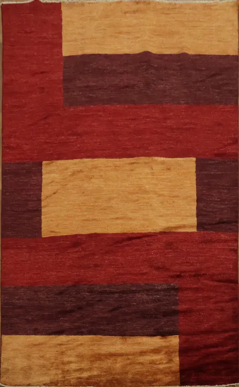 Modern Patch-Work Gabbeh Kashkoli Oriental Area Rug 5x9