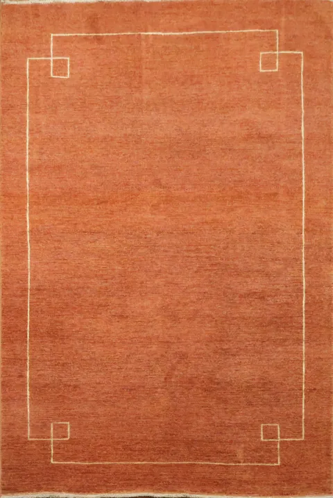 Modern Bordered Gabbeh Kashkoli Oriental Area Rug 6x8