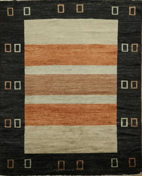 Modern Striped Gabbeh Kashkoli Oriental Area Rug 6x9
