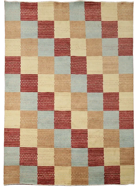 Modern Checkered Gabbeh Kashkoli Oriental Area Rug 8x10