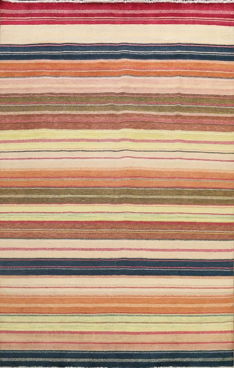 Striped Gabbeh Kashkoli Oriental Area Rug 8x10