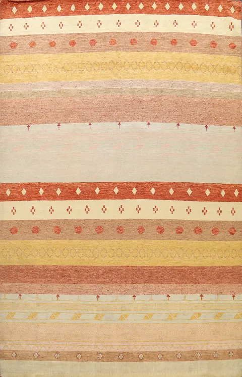 Modern Striped Gabbeh Kashkoli Oriental Area Rug 8x10