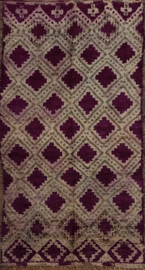 Classic Geometric Chic Purple Diamond Moroccan Area Rug 6x11
