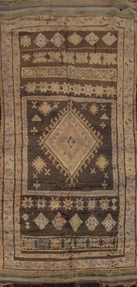 Boho-Chic Antique Moroccan Area Rug 5x13 with Tribal Geometric Patterns