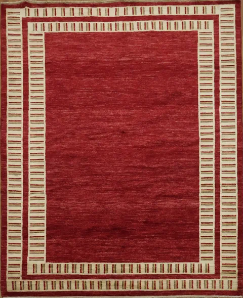 Modern Bordered Gabbeh Kashkoli Oriental Area Rug 7x8