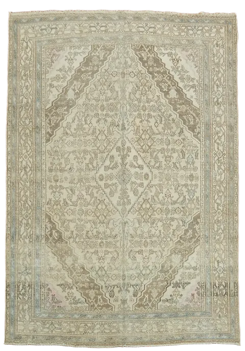 Muted Geometric Hamedan Persian Area Rug 7x10