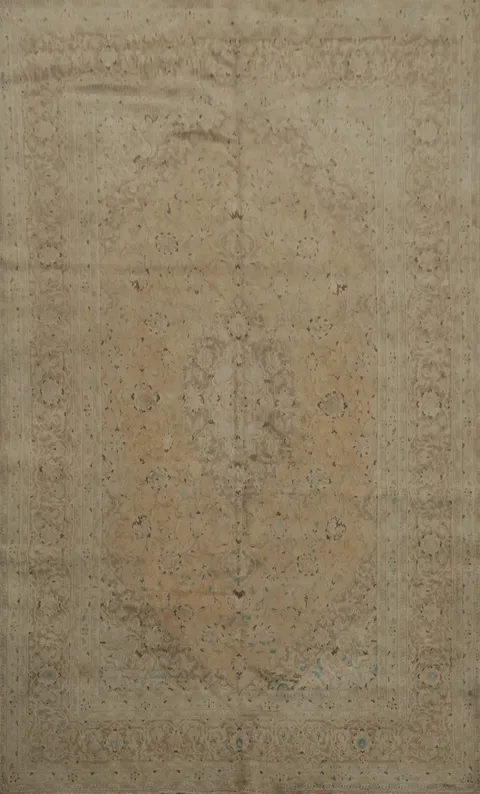 Sophisticated and Subtle Antique Peach Beige Persian Rug 6x10