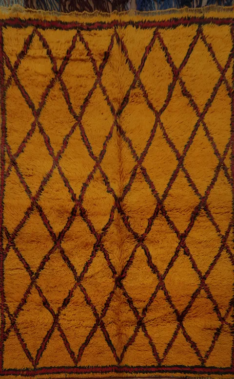 Wool Moroccan Area Rug 6x8 in Earthy Tones with Intricate Patterns