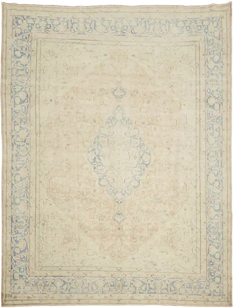 Pale Coral Distressed Kerman Persian Large Rug 10x13