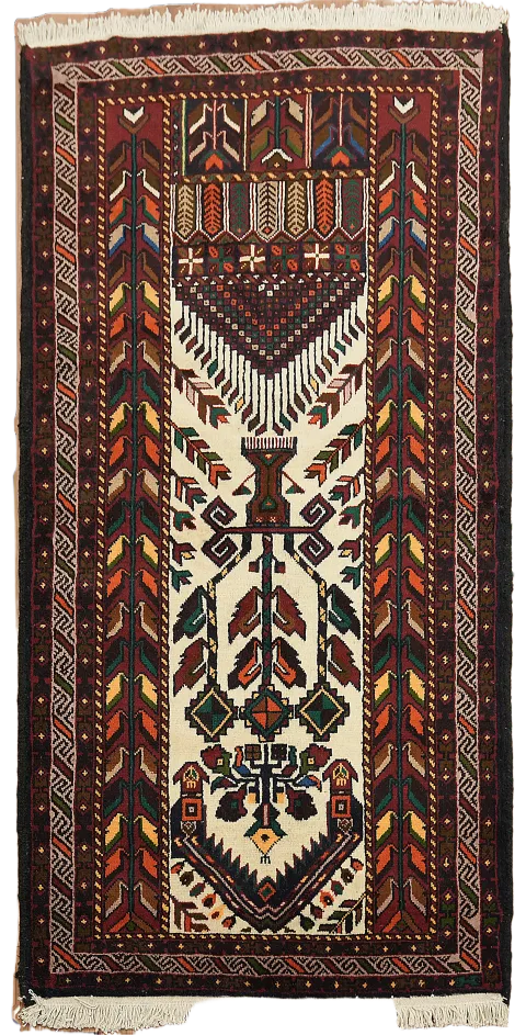 Geometric Balouch Persian Area Rug 3x6