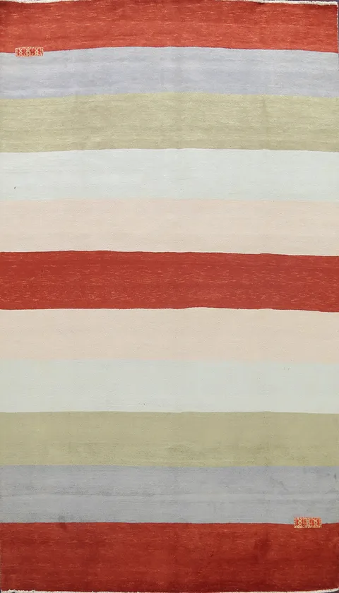 Modern Stripe Gabbeh Kashkoli Oriental Area Rug 7x10