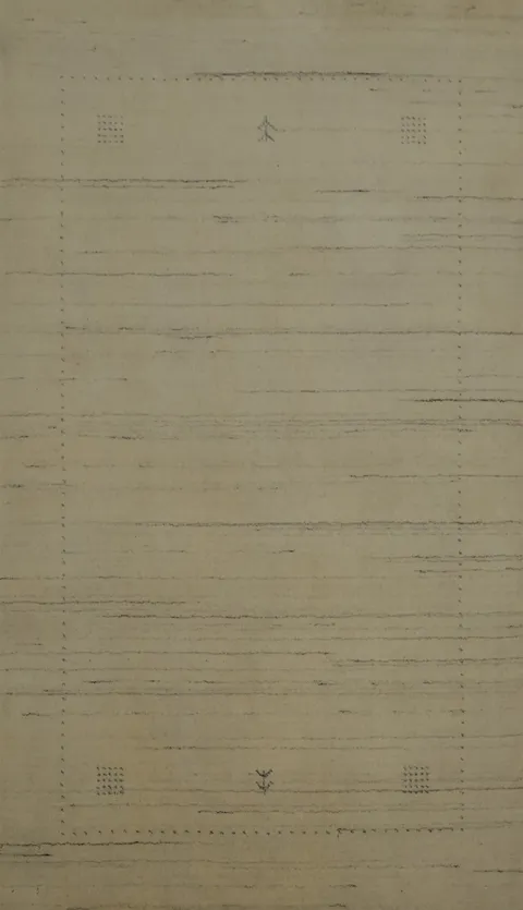 Elegant Beige Gabbeh Accent Rug with Subtle Patterns 3x5