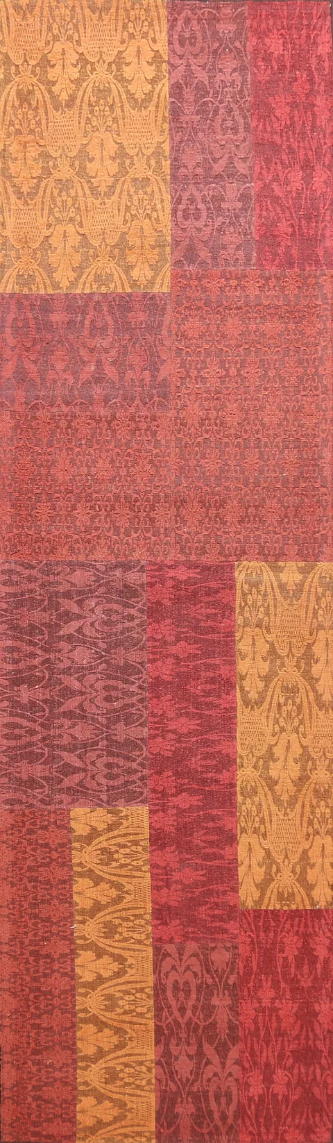 Colorful Patchwork Rug with Classic Damask Motifs and Rich Hues