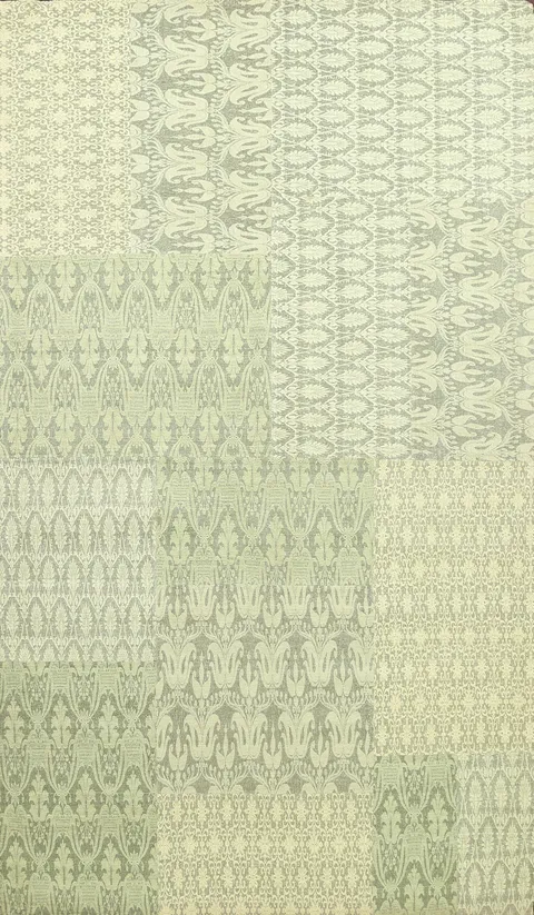 Chic Patchwork Rug in Subtle Green Tones and Patterns