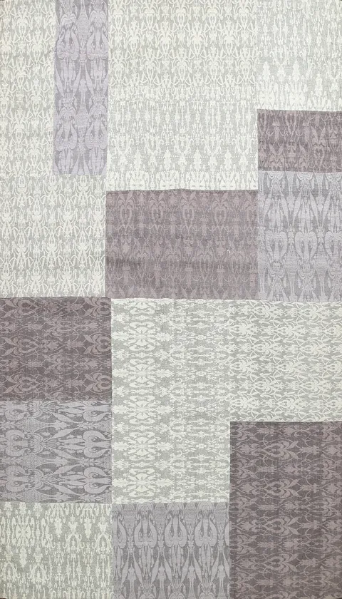 Sophisticated Neutral Patchwork Rug for Elegant Spaces
