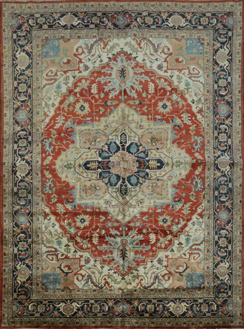 Luxury Handmade Vegetable Dye Heriz Serapi Area Rug 9x12