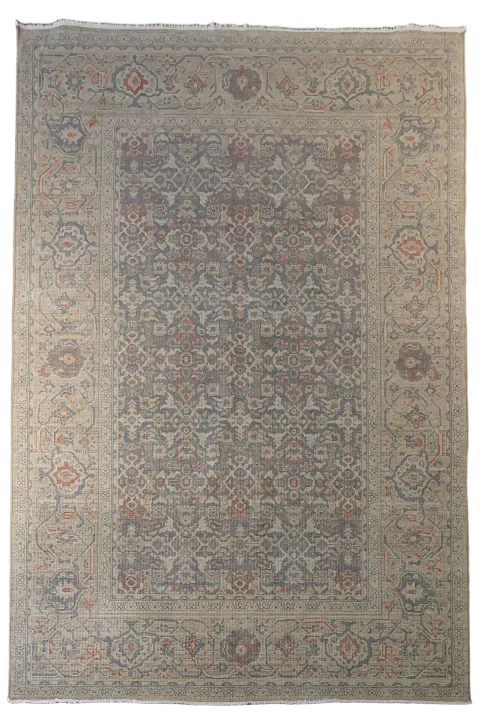Traditional Persian Style Distressed Grey Blue Rug 7x10 ft