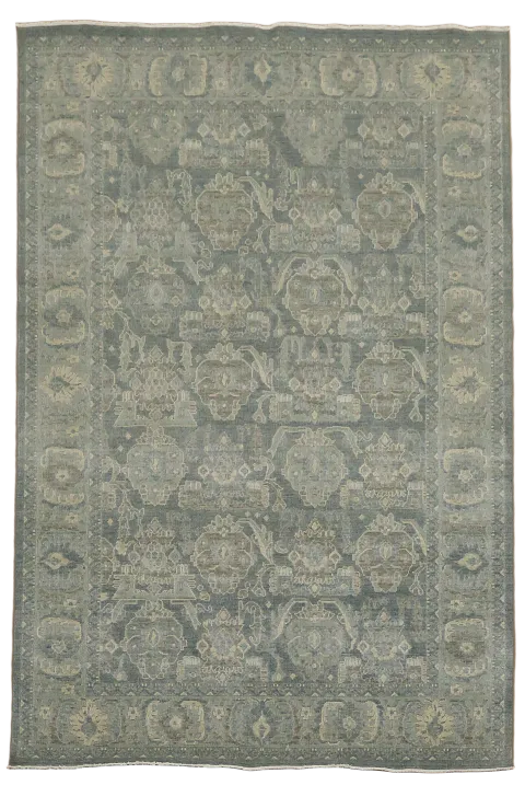 Silver Washed Ziegler Turkish Area Rug 7x10